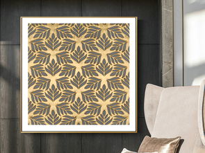 北欧现代简约抽象金色叶子3D装饰画 高清设计素材与装饰美学